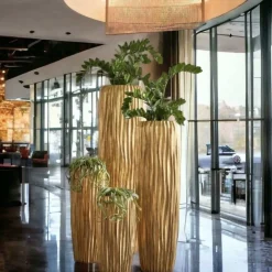 Bodenvase Harmony maxi gold Wellenstruktur