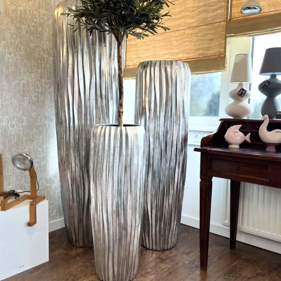 Bodenvase Harmony maxi silber Wellenstruktur