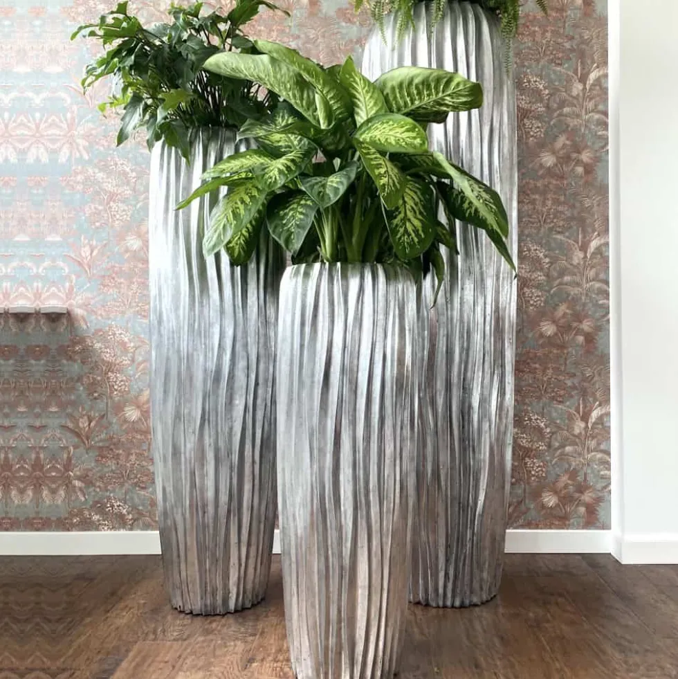 Bodenvase Harmony maxi silber Wellenstruktur