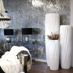 Bodenvase Harmony maxi weiß Wellenstruktur