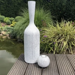 Bodenvase Jasmin weiß silber Höhe 61 cm