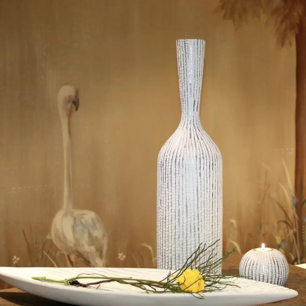 Bodenvase Jasmin weiß silber Höhe 61 cm
