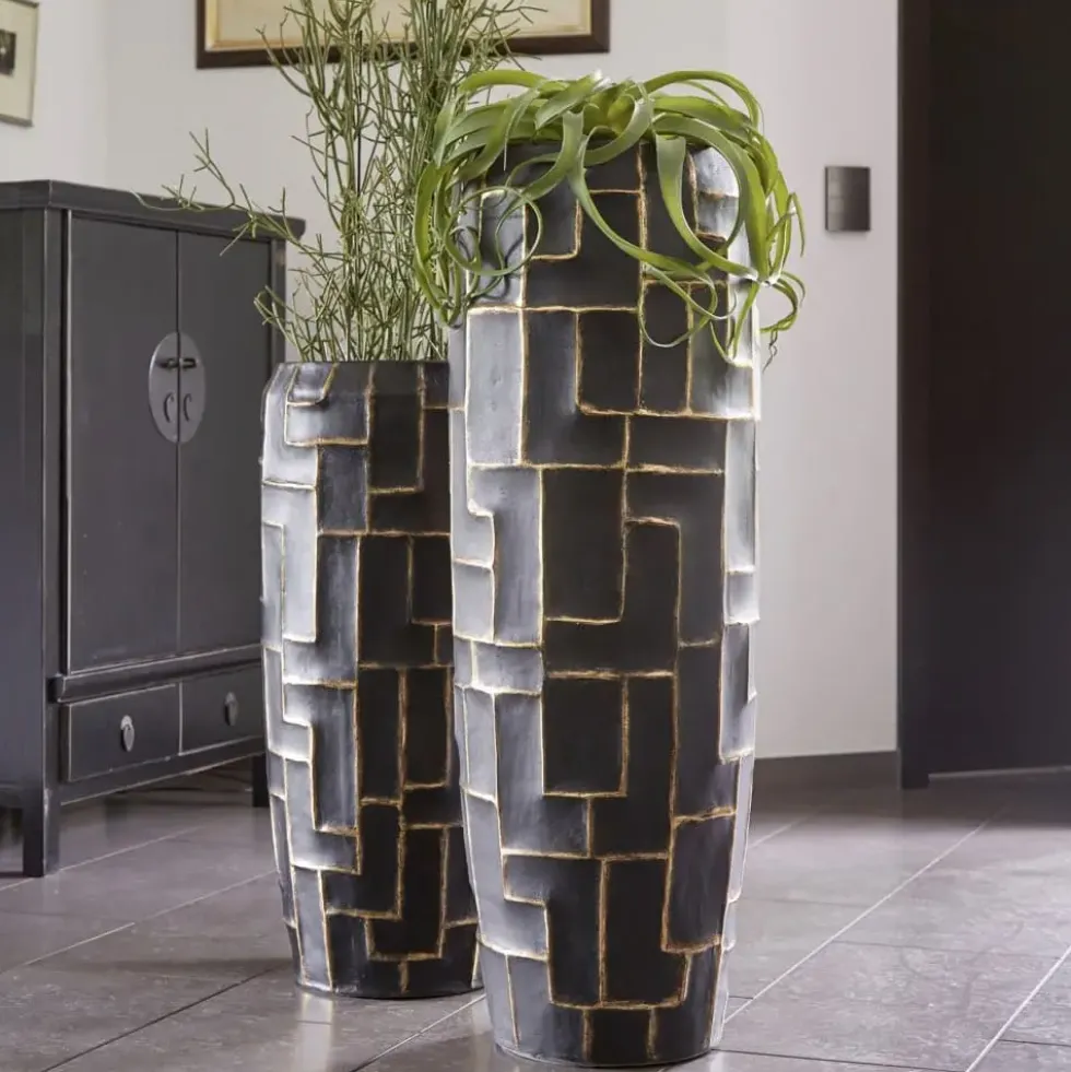 Bodenvase schwarz gold Fiore Höhe 98 cm