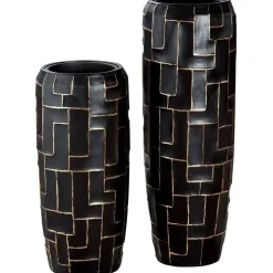 Bodenvase schwarz gold Fiore Höhe 98 cm