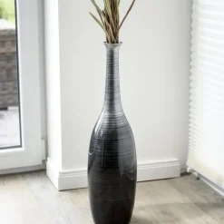 Bodenvase schwarz silber Hochglanz Anna