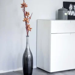 Bodenvase schwarz silber Hochglanz Anna