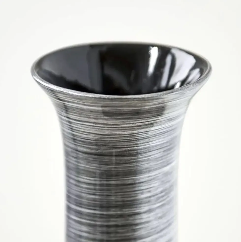 Bodenvase schwarz silber Hochglanz Anna