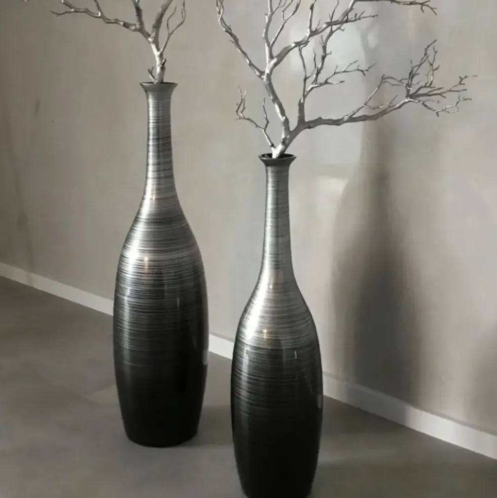 Bodenvase schwarz silber Hochglanz Anna