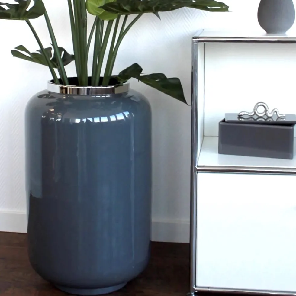 Bodenvase XXL dunkelgrau silber Saigon GiftCompany Höhe 65 cm