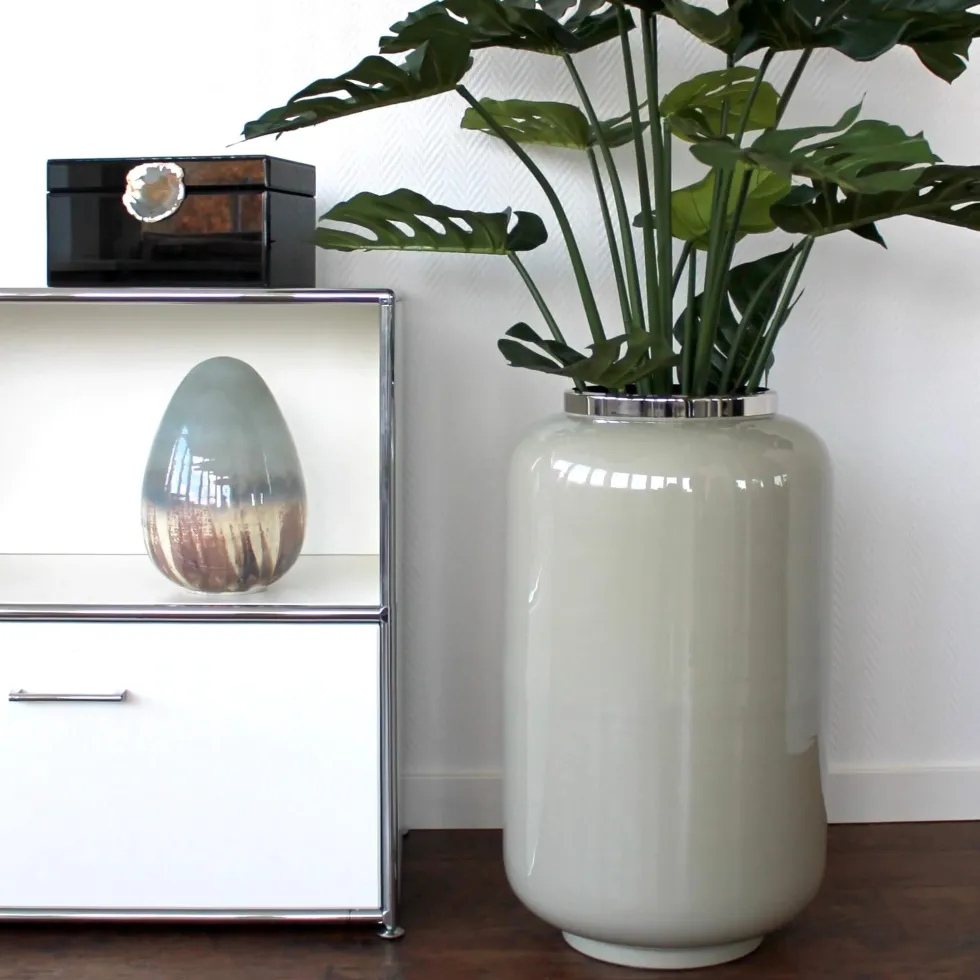 Bodenvase XXL sandstone silber Saigon GiftCompany Höhe 65 cm