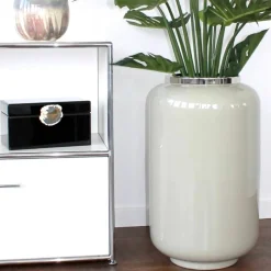 Bodenvase XXL sandstone silber Saigon GiftCompany Höhe 65 cm