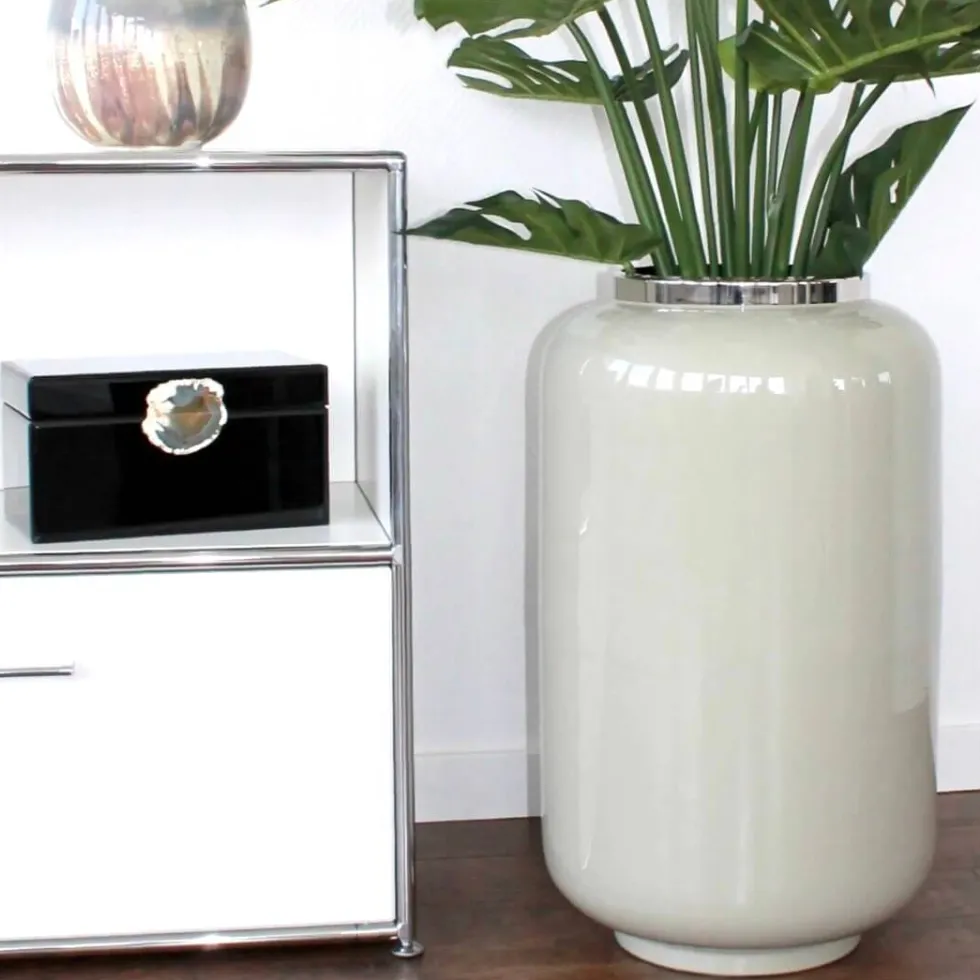 Bodenvase XXL sandstone silber Saigon GiftCompany Höhe 65 cm