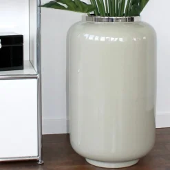 Bodenvase XXL sandstone silber Saigon GiftCompany Höhe 65 cm