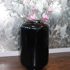 Bodenvase XXL schwarz silber Saigon GiftCompany Höhe 65 cm