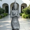 Buddha Figur groß kniend anthrazit H 68 cm