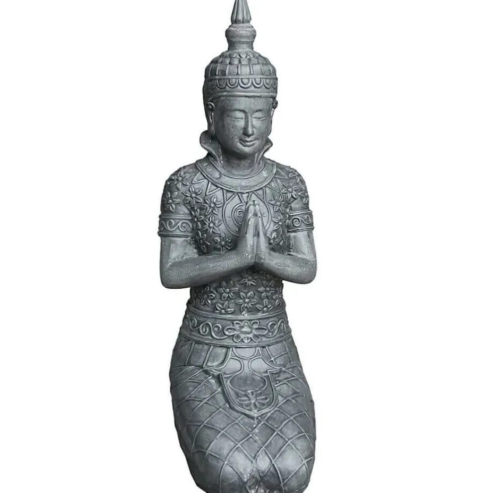 Buddha Figur groß kniend anthrazit H 68 cm