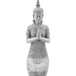 Buddha Figur groß kniend grau Höhe 68 cm
