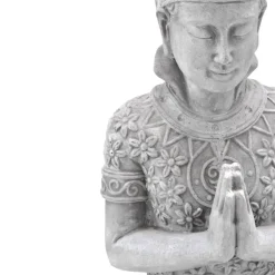 Buddha Figur groß kniend grau Höhe 68 cm