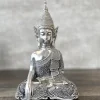 Buddha Figur silber sitzend Höhe 42 cm