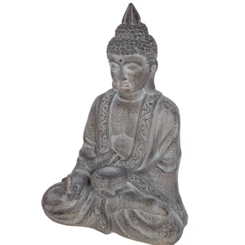 Buddha Figur sitzend mit Kerzenhalter grau DIPAMKARA H 67 cm