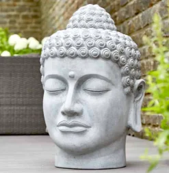 Buddha Kopf Zementoptik matt