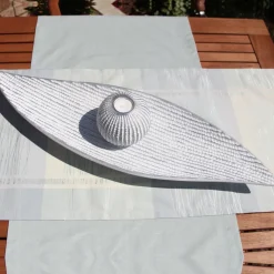 Casablanca XXL Dekoschale Jasmin 75 cm – Lange Tischschale Keramik Silber Weiß