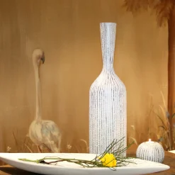 Casablanca XXL Dekoschale Jasmin 75 cm – Lange Tischschale Keramik Silber Weiß