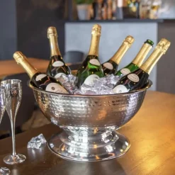 Champagnerkühler Edelstahl CARA Edzard Höhe 21 cm gehämmert