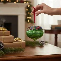 Christbaumschmuck Glaszwiebel Werner Voß grün Durchmesser 10 cm