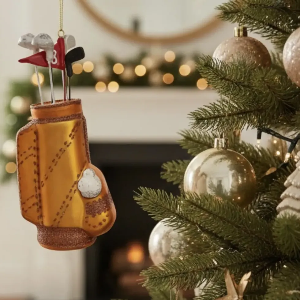 Christbaumschmuck Golftasche braun 14 cm