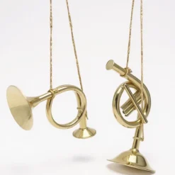 Christbaumschmuck Jagdhorn messing 2er Set