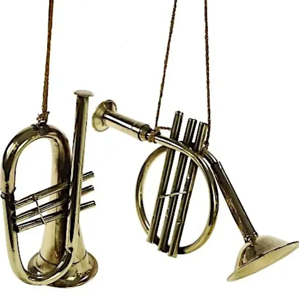 Christbaumschmuck Trompete messing 2er Set