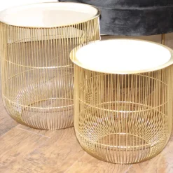 Couchtisch | Beistelltisch CAGE gold 2er-Set
