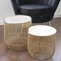Couchtisch | Beistelltisch CAGE gold 2er-Set