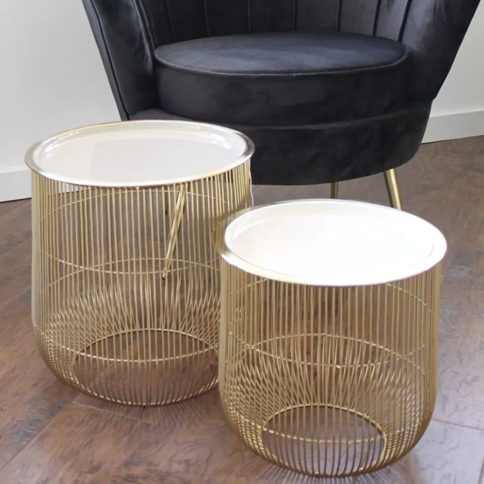 Couchtisch | Beistelltisch CAGE gold 2er-Set