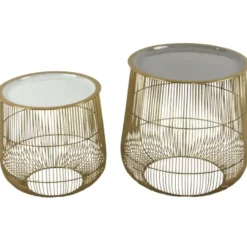 Couchtisch | Beistelltisch CAGE gold 2er-Set