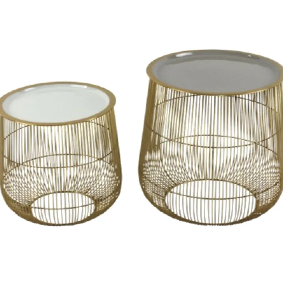 Couchtisch | Beistelltisch CAGE gold 2er-Set