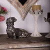 Dackel Deko Figur silber Länge 27 cm