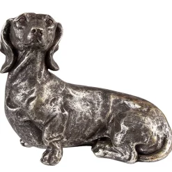 Dackel Deko Figur silber Länge 27 cm