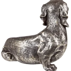 Dackel Deko Figur silber Länge 27 cm