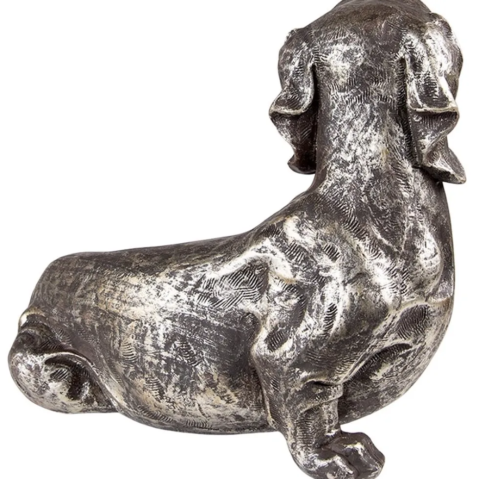 Dackel Deko Figur silber Länge 27 cm