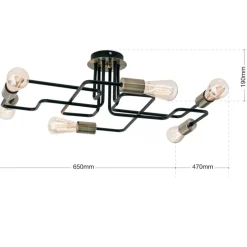 Deckenleuchte industrial JOLE 6-flammig L 58 cm
