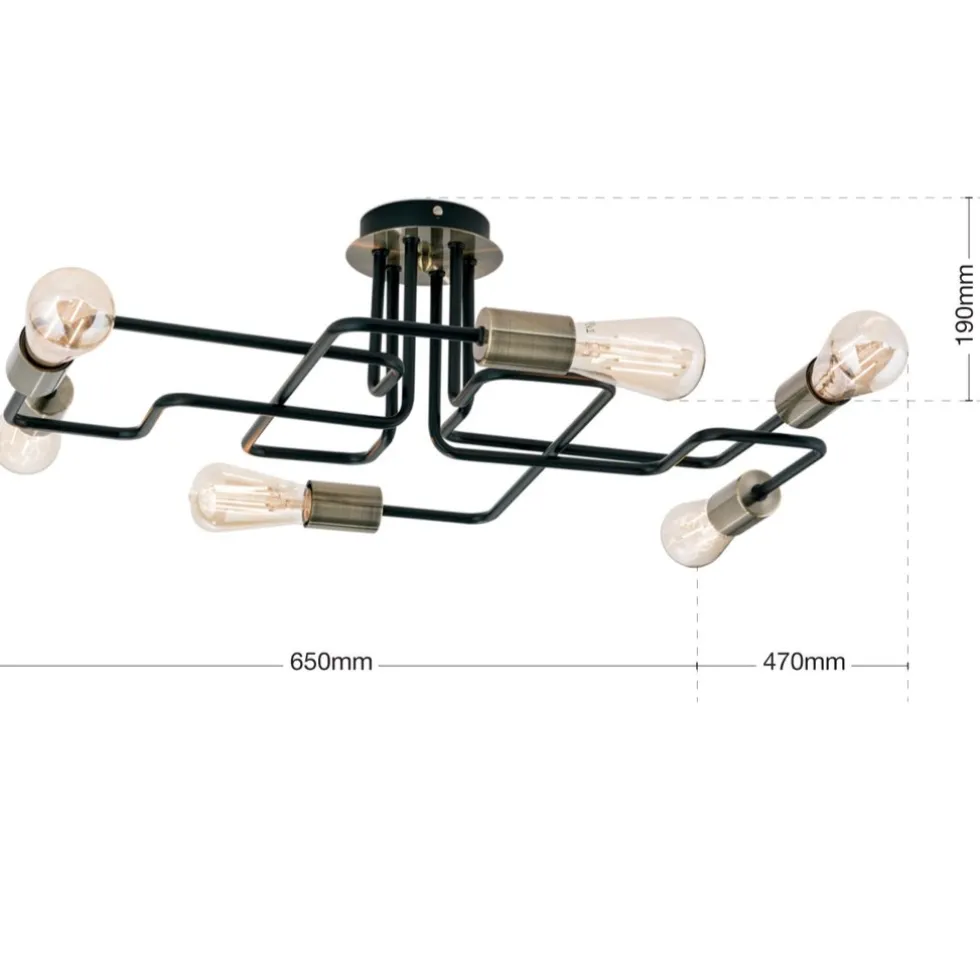 Deckenleuchte industrial JOLE 6-flammig L 58 cm