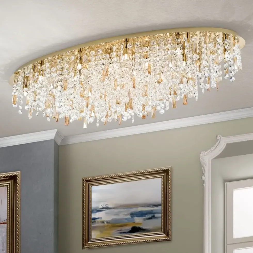 Deckenleuchte LED Kronleuchter Kristall CASSIE gold