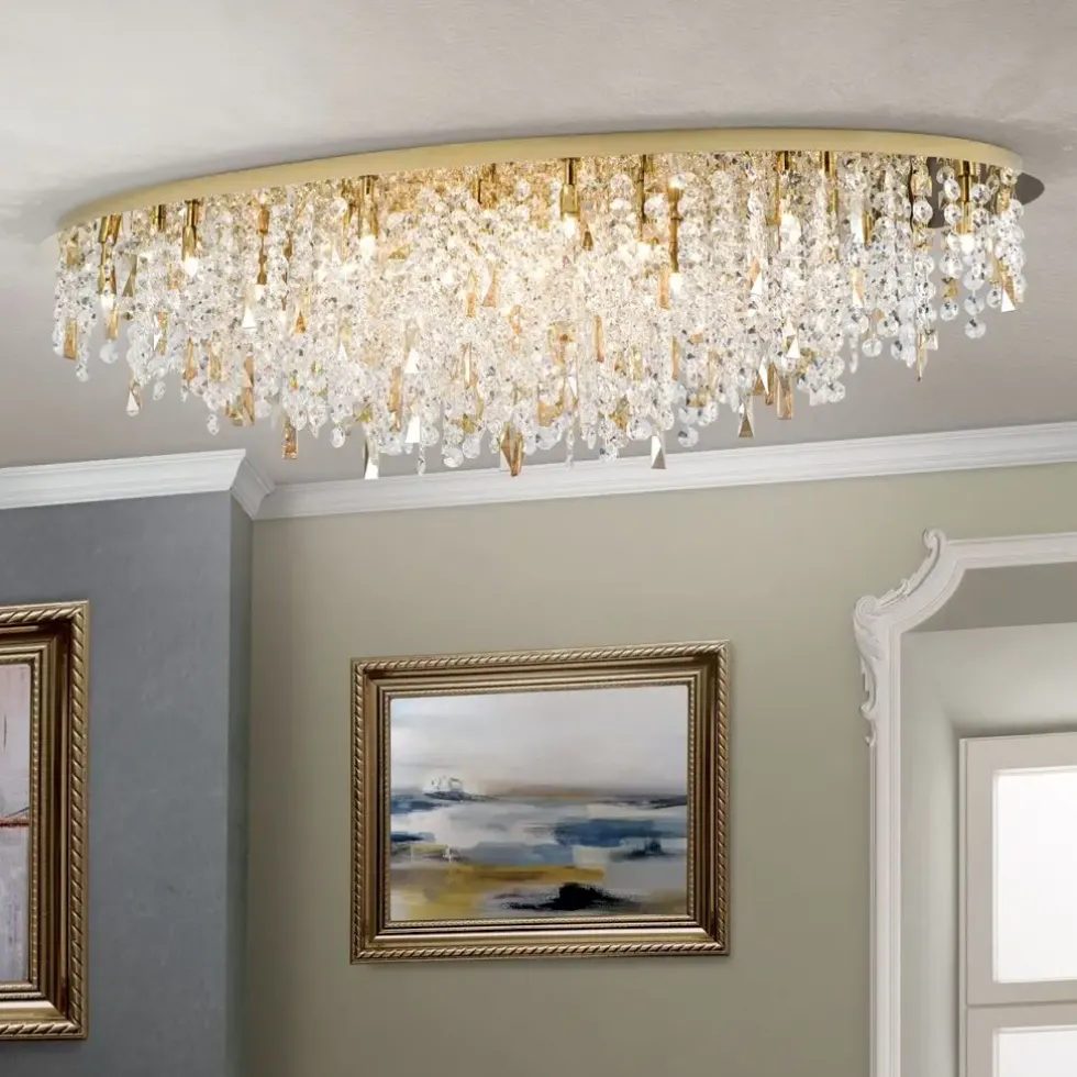 Deckenleuchte LED Kronleuchter Kristall CASSIE gold