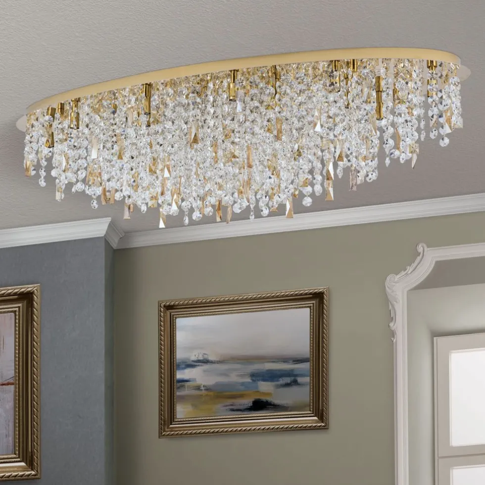 Deckenleuchte LED Kronleuchter Kristall CASSIE gold