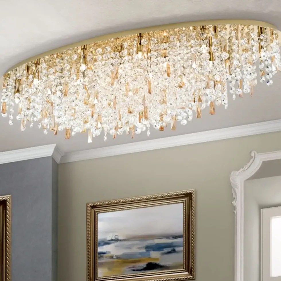 Deckenleuchte LED Kronleuchter Kristall CASSIE gold