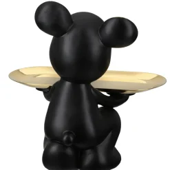 Deko Figur Bär mit Schale Bruno mit Fliege schwarz gold Höhe 23 cm