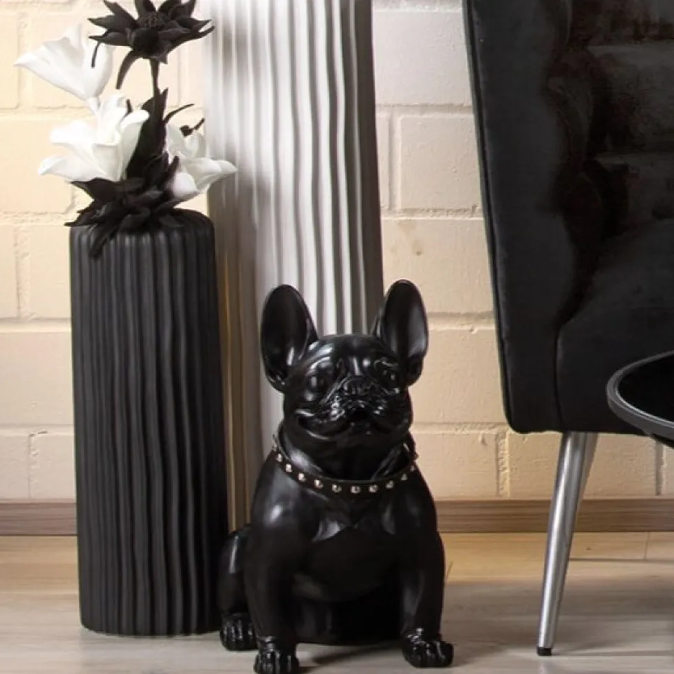 Dekofigur Bulldogge schwarz Höhe 41 cm