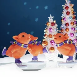 Deko Figur Eisläufer Piggy orange Höhe 18 cm